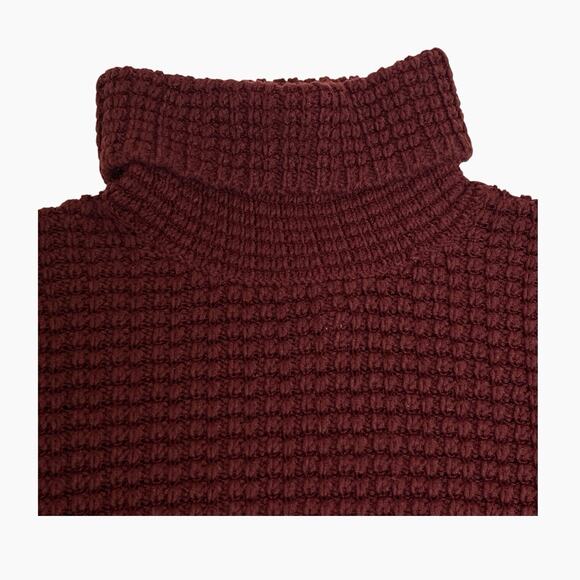 Rena Rowan Turtleneck Sweater Womens Large Thick Waffle Knit Burgundy Cozy Vtg - Picture 4 of 6
